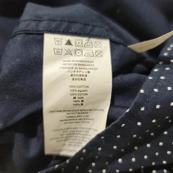 Michael Kors Mens Shirt Navy Blue Polka Dot Polo Button-Down Slim-Fit $89 XL - Picture 5 of 8